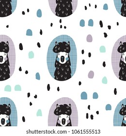 vector seamless pattern, funny llamas in simple style