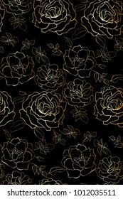 Vector seamless pattern with garden roses flowers hand drawn. Floral design illustration for cosmetics, greeting card , wedding invitation, fabric or wrapping paper.