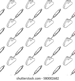 vector seamless pattern with garden shovel