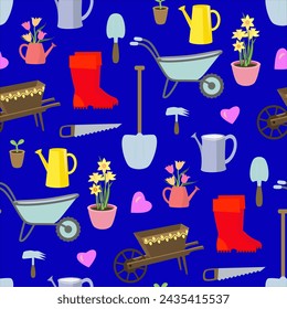 Vector - seamless pattern of garden tools, colored illustration. - Powered by Shutterstock - Get 15% off with code: PIKWIZARD15