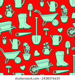 Vector - seamless pattern of garden tools, colored illustration. - Powered by Shutterstock - Get 15% off with code: PIKWIZARD15