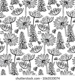 Vector seamless pattern gardwn flowers