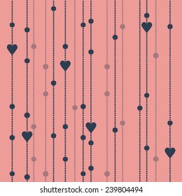 vector seamless pattern garland of beads and hearts