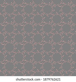 Vektornahtloses Muster von Grönland mit Herzen auf grauem Hintergrund.  zartes Muster für Gewebe, Druck, Design, Packpapier