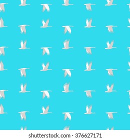 Vector seamless pattern with geese, hand-drawn pattern. geese flying in the blue sky. Seamless pattern can be used for wallpaper, pattern fills, web page background, surface textures. 