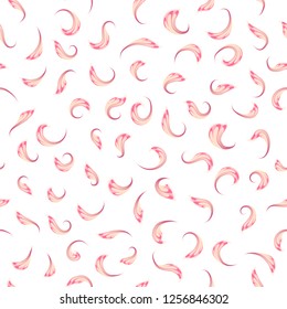 Vector seamless pattern in gentle pastel colors rotating pink petals on a white background, spring-summer motif.