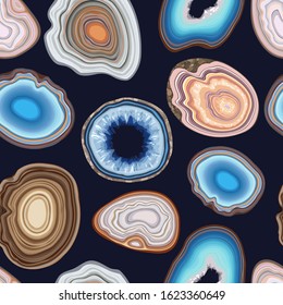 Vector Seamless Pattern With Geode And Agate Cuts