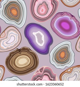 Vector Seamless Pattern With Geode And Agate Cuts