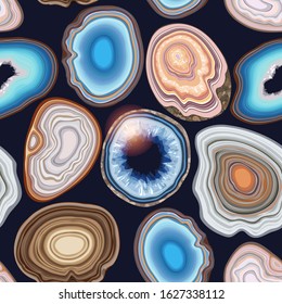 Vector Seamless Pattern With Geode And Agate Cuts