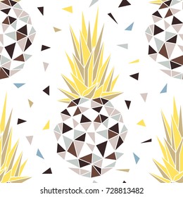 Vector seamless pattern with geometric abstract pineapple fruits . Vector illustration is perfectly for fabric, textile, wrapping paper and other decoration design.