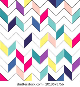 Vector seamless pattern, geometric abstraction in different colors. Trendy geometry for wallpaper, gift and wrapping paper, greeting card and party invitations, textile, fabric and linen, web page.