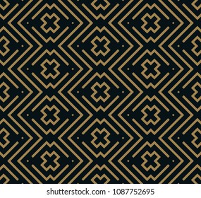 Vector seamless pattern. Geometric background with rhombus and nodes. Abstract geometric pattern. Golden texture.Seamless geometric pattern.