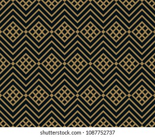 Vector seamless pattern. Geometric background with rhombus and nodes. Abstract geometric pattern. Golden texture.Seamless geometric pattern.