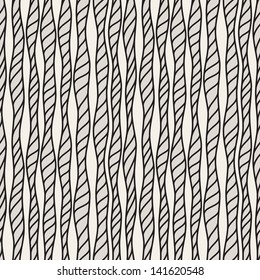 Vector seamless pattern. Geometric background. Stylish texture with twisted ropes. Hand drawn doodle
