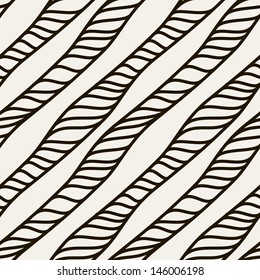 Vector seamless pattern. Geometric background. Stylish texture with twisted ropes. Hand drawn doodle
