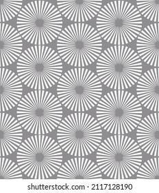 Vector seamless pattern. Geometric background with shapes. Black and grey pattern.Japanese Kiku Chrysanthemum floral vector seamless pattern.