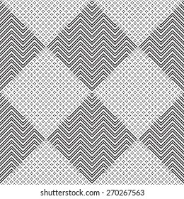 Vector seamless pattern, geometric background Black and white