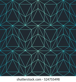 Vector seamless pattern. Geometric background with rhombus and nodes. Abstract pattern. Gradient background.
