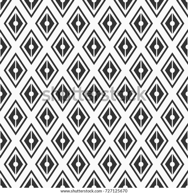 Vector seamless pattern. Geometric\
background of rhombuses divided into two parts with circles inside.\
Modern stylish texture. Repeating geometric\
tiles.
