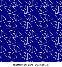 Vector seamless pattern geometric blue, white line. Background illustration, decorative design for fabric or paper. Ornament modern