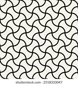 Vector seamless pattern. Geometric bold striped ornament. Stylish monochrome background. Bold repeating texture with winding ribbons.	