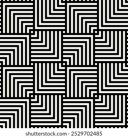 Vector seamless pattern. Geometric bold striped squares. Stylish monochrome background. Simple repeating swatch. Monochrome black ornament.