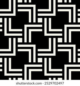 Vector seamless pattern. Geometric bold striped squares. Stylish monochrome background. Simple repeating swatch. Monochrome black ornament.