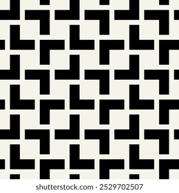Vector seamless pattern. Geometric bold striped squares. Stylish monochrome background. Simple repeating swatch. Monochrome black ornament.