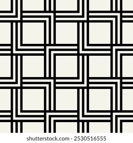 Vector seamless pattern. Geometric bold striped squares. Stylish monochrome background. Simple repeating swatch. Monochrome black ornament.