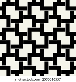 Vector seamless pattern. Geometric bold striped squares. Stylish monochrome background. Simple repeating swatch. Monochrome black ornament.