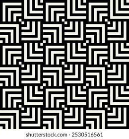 Vector seamless pattern. Geometric bold striped squares. Stylish monochrome background. Simple repeating swatch. Monochrome black ornament.