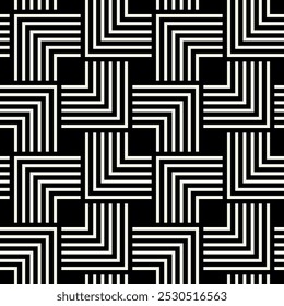 Vector seamless pattern. Geometric bold striped squares. Stylish monochrome background. Simple repeating swatch. Monochrome black ornament.