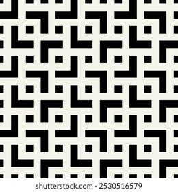 Vector seamless pattern. Geometric bold striped squares. Stylish monochrome background. Simple repeating swatch. Monochrome black ornament.