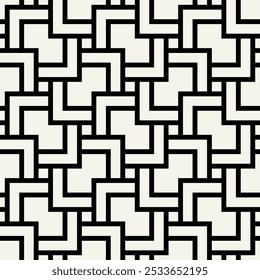 Vector seamless pattern. Geometric bold striped squares. Stylish monochrome background. Simple repeating swatch. Monochrome black ornament.