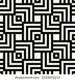 Vector seamless pattern. Geometric bold striped squares. Stylish monochrome background. Simple repeating swatch. Monochrome black ornament.