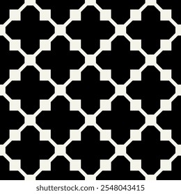Vector seamless pattern. Geometric bold square trellis. Stylish monochrome background. Simple repeating swatch. Monochrome black ornament with square elements.