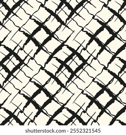 Vector seamless pattern. Geometric bold striped squares. Stylish monochrome background. A simple repetitive pattern. Monochrome black ornament.