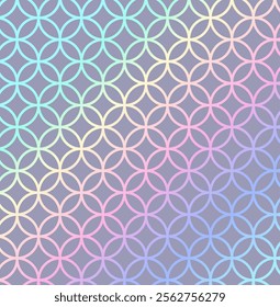 Vector seamless pattern with geometric circular shapes on a pastel gradient background. Ideal for modern designs, wallpapers, textiles, wrapping, and creative projects