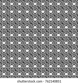 Vector seamless pattern. Seamless geometric pattern. Colorful texture. Abstract geometric pattern. White, gray and black background. Geometric background with rhombus, dots and nodes.