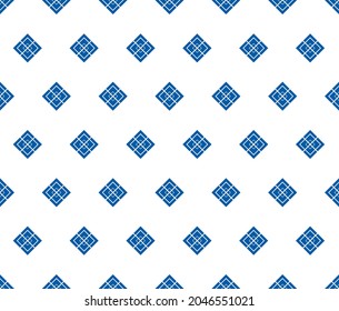 Vector seamless pattern. Seamless geometric cubes pattern. Blue fabric pattern.