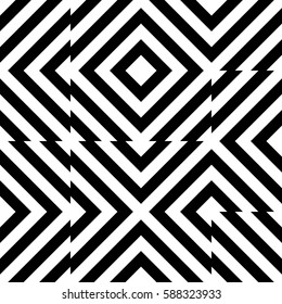 Vector seamless pattern. Geometric element, design template with striped black white diagonal inclined lines. Background, texture with op art effect. Technologic tiles for card web tile app cover