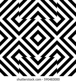 Vector seamless pattern. Geometric element, design template with striped black white diagonal inclined lines. Background, texture with op art effect. Technologic fabric tile card cover print badge