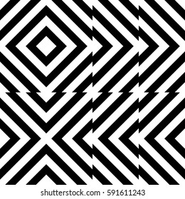 Vector seamless pattern. Geometric element, design template with striped black white diagonal inclined lines. Background, texture with op art effect. Technologic fabric tile card cover print badge