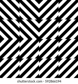 Vector seamless pattern. Geometric element, design template with striped black white diagonal inclined lines. Background, texture with op art effect. Technologic fabric tile card cover print badge