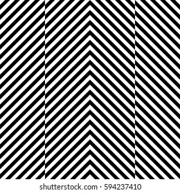 Vector seamless pattern. Geometric element, design template with striped black white diagonal inclined lines. Background, texture with optical illusion. Stylish tiles of textile, fabric, print, badge
