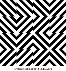 Vector seamless pattern. Geometric element, design template with striped black white diagonal inclined lines. Background, texture with op art effect. Technologic tiles for card web tile app cover