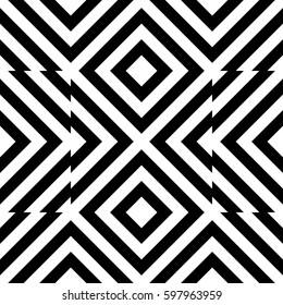 Vector seamless pattern. Geometric element, design template with striped black white diagonal inclined lines. Background, texture with op art effect. Technologic fabric tile card cover print badge