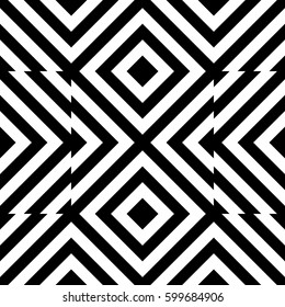 Vector seamless pattern. Geometric element, design template with striped black white diagonal inclined lines. Background, texture with op art effect. Technologic fabric tile card cover print badge