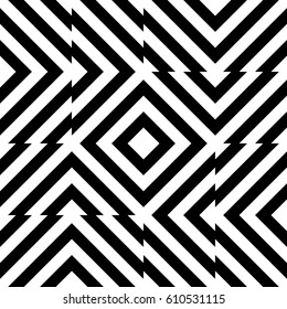 Vector seamless pattern. Geometric element, design template with striped black white diagonal inclined lines. Background, texture with op art effect. Technologic tiles for card web tile app cover