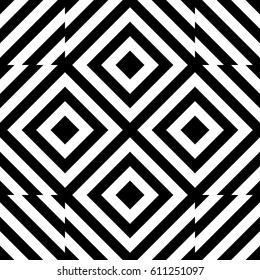 Vector seamless pattern. Geometric element, design template with striped black white diagonal inclined lines. Background, texture with op art effect. Technologic fabric tile card cover print badge